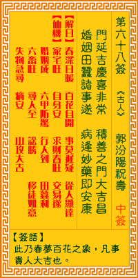 观音灵签 第68签:汾阳祝寿
