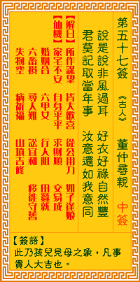 观音灵签 第57签:董仲寻亲