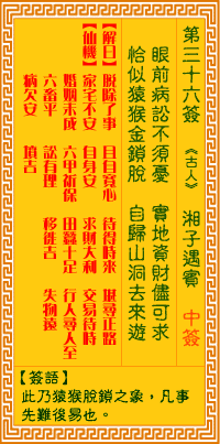 观音灵签 第36签:湘子遇宾