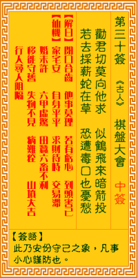观音灵签 第30签:棋盘大会