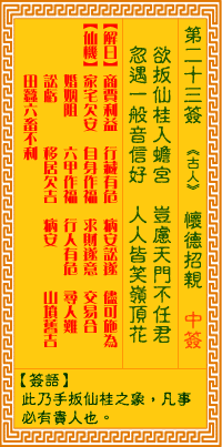 观音灵签 第23签:怀德招亲